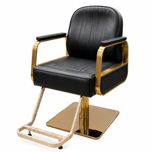 Luxury Gold Hydraulic Salon Styling Chair with Premium PU Leather, Ergonomic Backrest & Heavy-Duty Square Base | She Cosmetics®