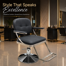 Professional Hydraulic Salon Styling Chair with Metal Armrests, PU Leather, Heavy-Duty Base for Hair & Beauty Salon | She Cosmetics®