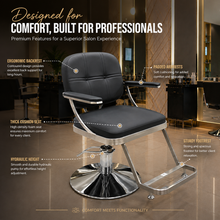 Professional Hydraulic Salon Styling Chair with Metal Armrests, PU Leather, Heavy-Duty Base for Hair & Beauty Salon | She Cosmetics®