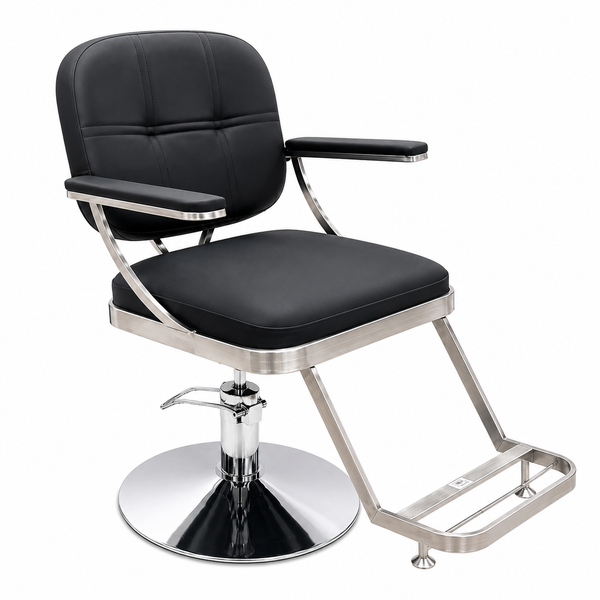 Professional Hydraulic Salon Styling Chair with Metal Armrests, PU Leather, Heavy-Duty Base for Hair & Beauty Salon | She Cosmetics®