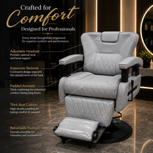 Professional Hydraulic Reclining Barber Chair with Adjustable Headrest & Convertible Bed for Salon, Spa, Facial, Tattoo & Beauty Studio | She Cosmetics®