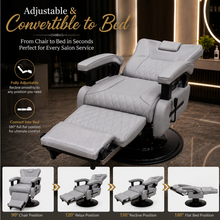 Professional Hydraulic Reclining Barber Chair with Adjustable Headrest & Convertible Bed for Salon, Spa, Facial, Tattoo & Beauty Studio | She Cosmetics®