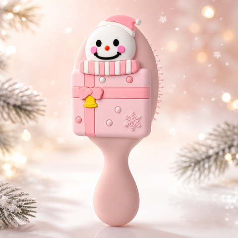 Pink Snowman Kids Detangling Hair Brush | She Cosmetics®