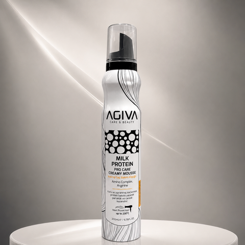 Agiva Milk Protein Pro Care Creamy Mousse with Amino Complex & Arginine – Heat Protection Hair Mousse (200ml) | She Cosmetics®
