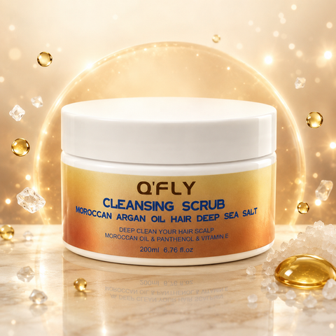 Q'FLY Moroccan Argan Oil Cleansing Scrub – Hair Deep Sea Salt 200ml | She Cosmetics®