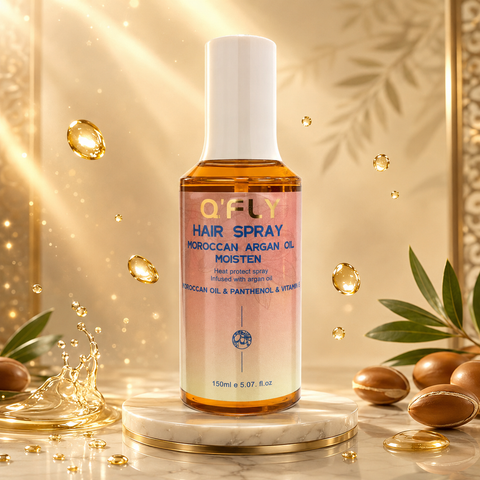 Q'FLY Moroccan Argan Oil Heat Protect Hair Spray 150ml | She Cosmetics®