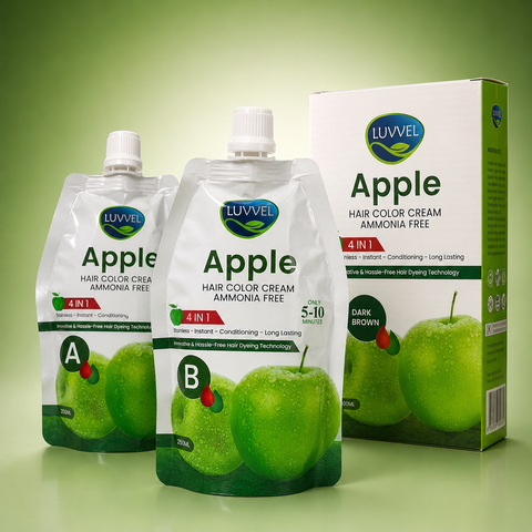 LUVVEL Apple Hair Color Cream Ammonia-Free 4-in-1 (250ml A + 250ml B) | She Cosmetics®