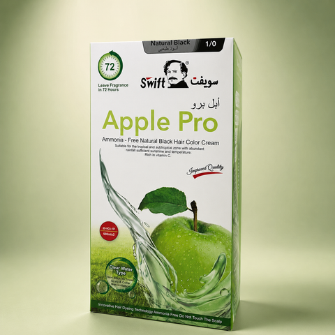Swift Apple Pro Ammonia-Free Natural Black Hair Color Cream (A+B Pouch Set) | She Cosmetics®