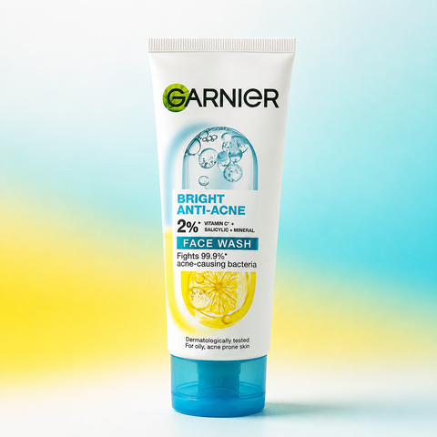 Garnier Bright Anti-Acne Face Wash 2% Vitamin C + Salicylic Acid 100ml | She Cosmetics®
