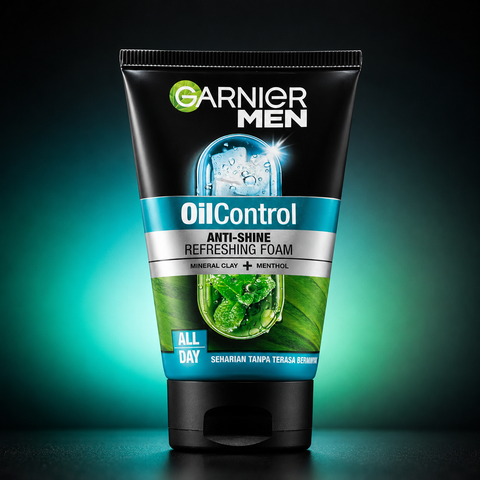 Garnier Men Oil Control Anti-Shine Refreshing Foam Face Wash 100ml | She Cosmetics®