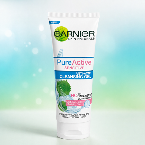 Garnier Skin Naturals Pure Active Sensitive Anti-Acne Cleansing Gel 100ml She Cosmetics®
