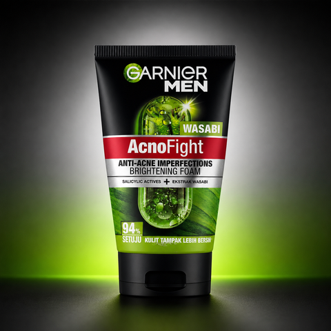 Garnier Men AcnoFight Wasabi Anti-Acne Brightening Foam Face Wash 100ml She Cosmetics®