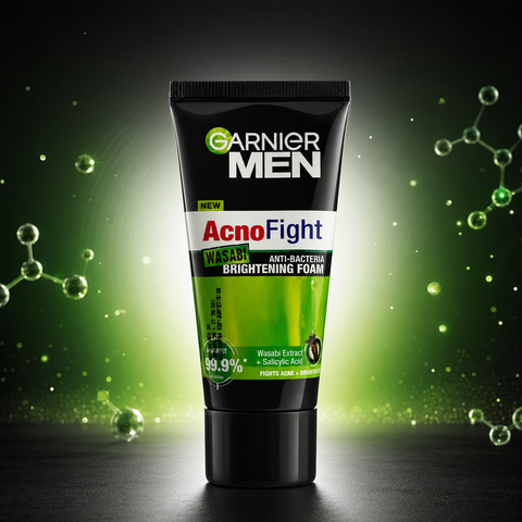 Garnier Men AcnoFight Wasabi Anti-Bacteria Brightening Foam Face Wash (50ml / 100ml) | She Cosmetics®