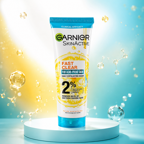 Garnier SkinActive Fast Clear 2% Daily Exfoliating Face Wash for Acne-Prone Skin (50ml / 100ml) | She Cosmetics®