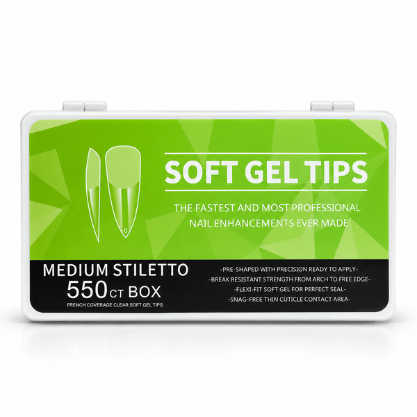 Medium Stiletto Soft Gel Tips 550ct