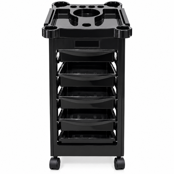 Black Salon Trolley with 4 Drawers & Tool Organizer