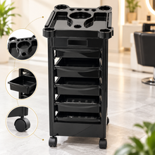 Black Salon Trolley with 4 Drawers & Tool Organizer