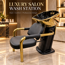 Luxury Salon Shampoo Station with Gold Basin