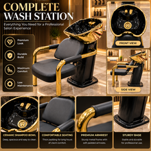 Luxury Salon Shampoo Station with Gold Basin