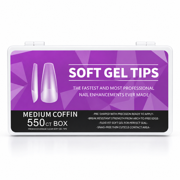 Medium Coffin Soft Gel Tips 550ct