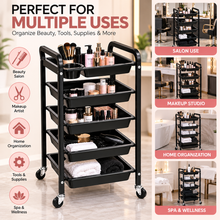 Black Salon Trolley with 5 Storage Trays