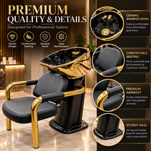 Luxury Salon Shampoo Station with Gold Basin