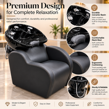 Professional Salon Shampoo Chair with Black Basin
