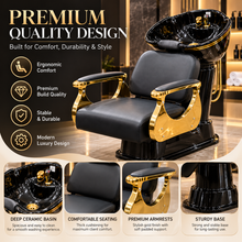 Luxury Salon Backwash Chair with Black Basin