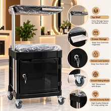 Professional Salon Trolley with Lockable Drawer and Top Shelf