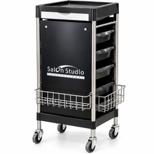 Black Salon Trolley with Drawers & Side Basket