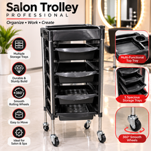 Professional Black and Red Salon Trolley with 5 Trays