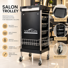 Black Salon Trolley with Drawers & Side Basket
