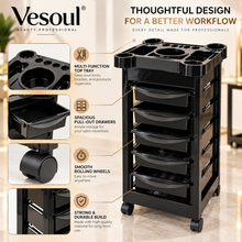 Vesoul Professional Salon Trolley with Multi-Function Top Tray