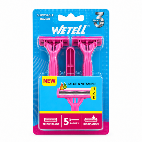 WETELL Pink Triple Blade Disposable Razors